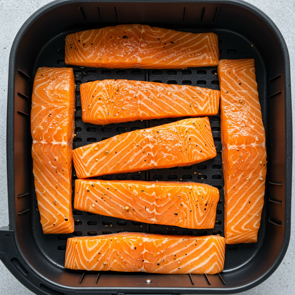 air-fryer-salmon-belly-arrangement-cooking-method