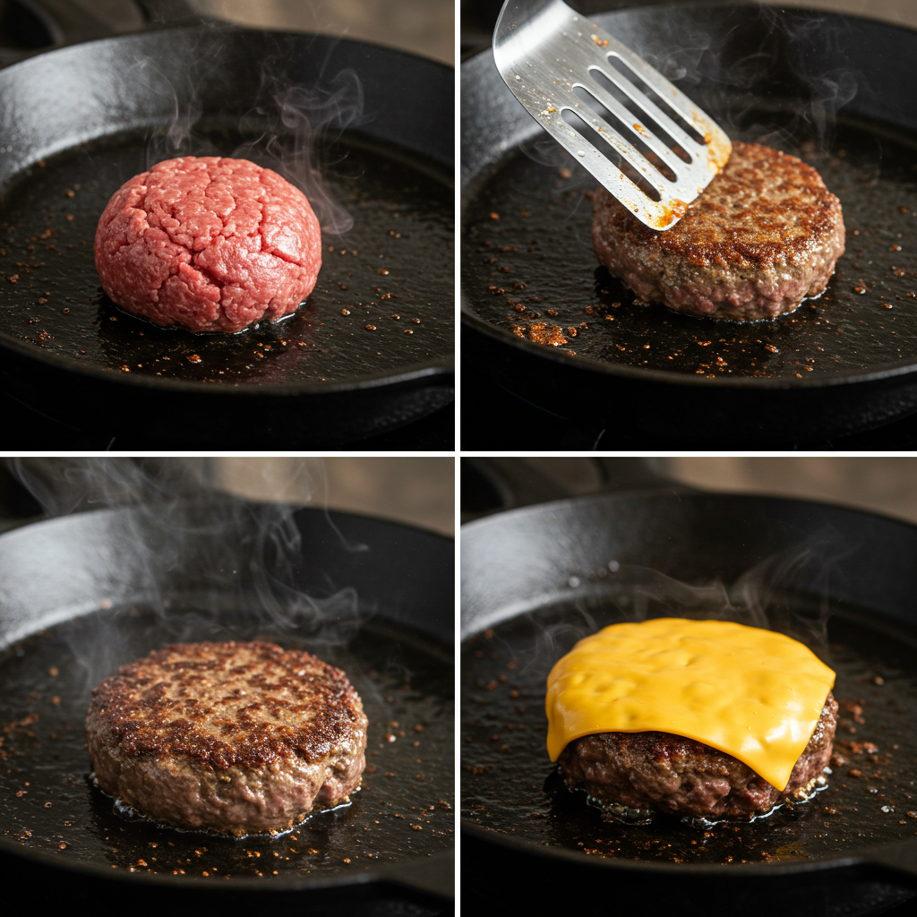 Smash Burger Process - Step-by-Step Collage
