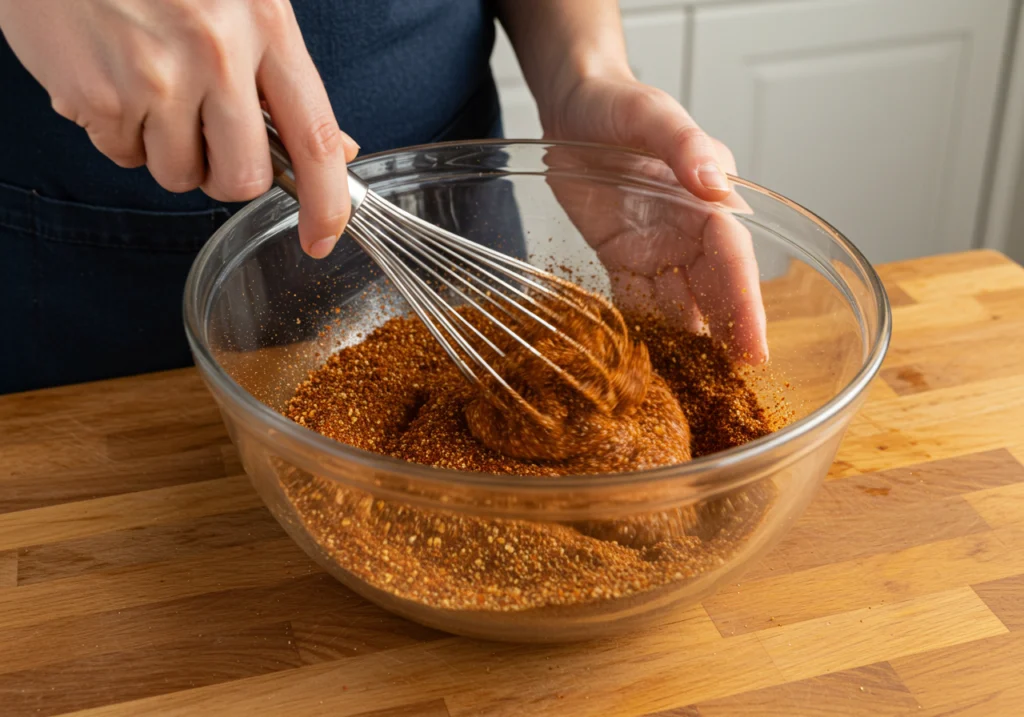 mixing-chicken-wing-dry-rub-spices