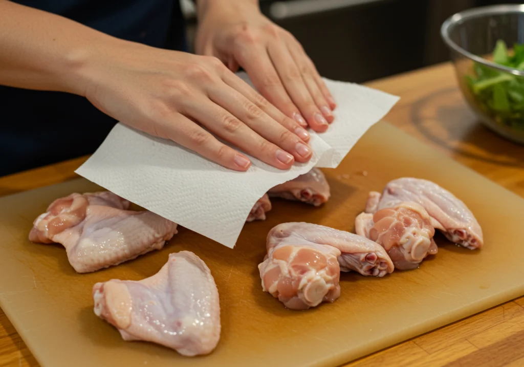 patting-chicken-wings-dry-technique