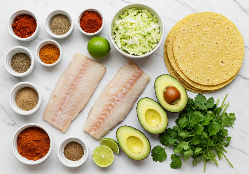 Fish Taco Ingredients - Blackened Sheepshead Taco Setup