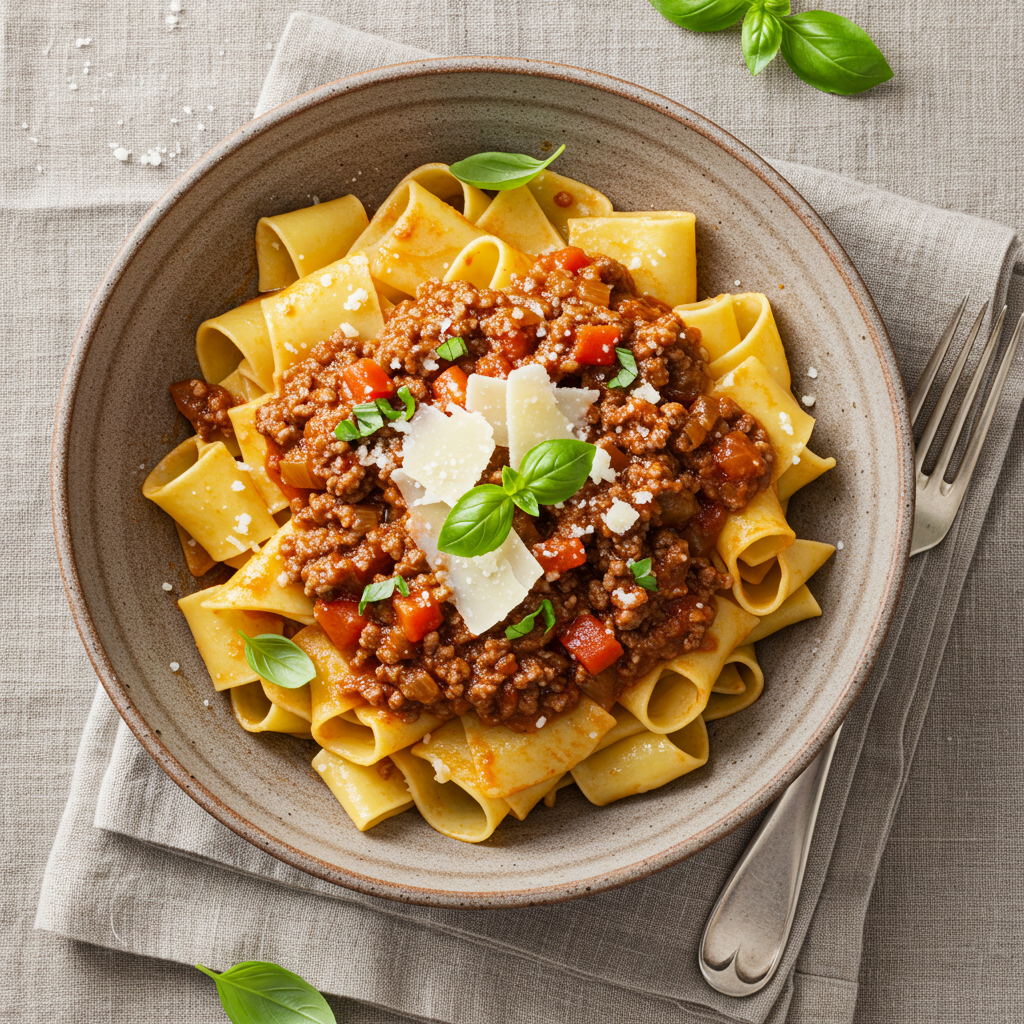 Finished Wagyu Bolognese Pasta