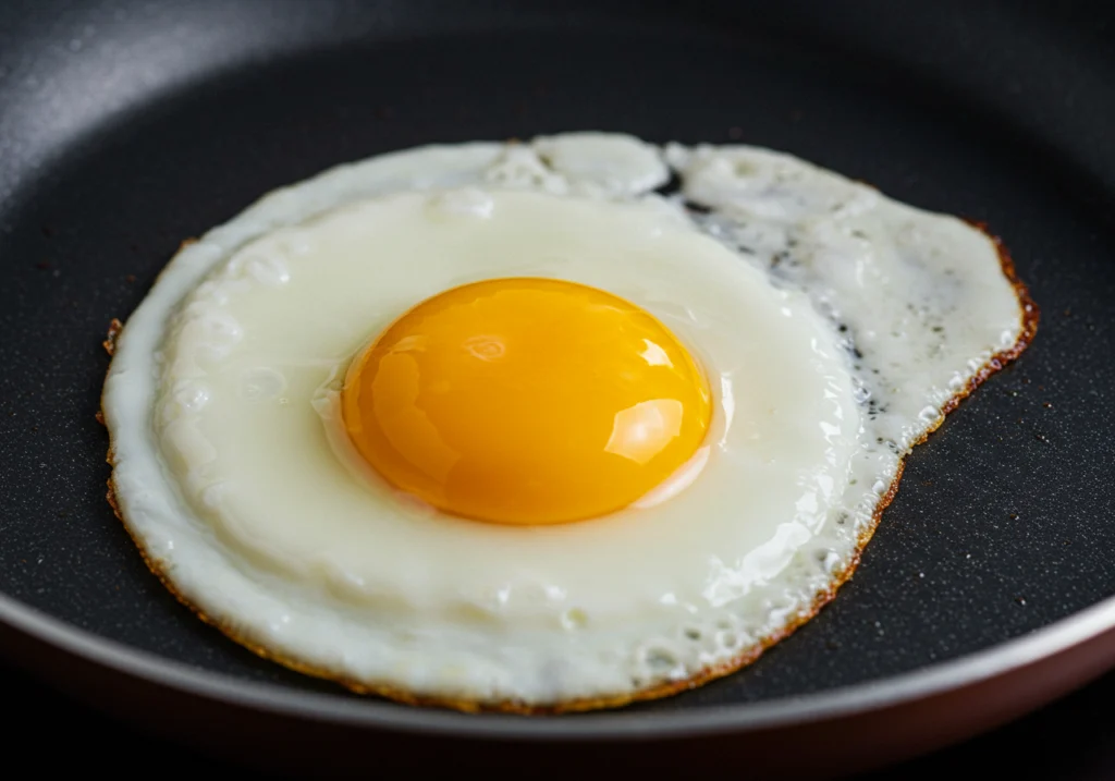 Perfect sunny-side up fried egg with golden yolk for breakfast bowl recipe