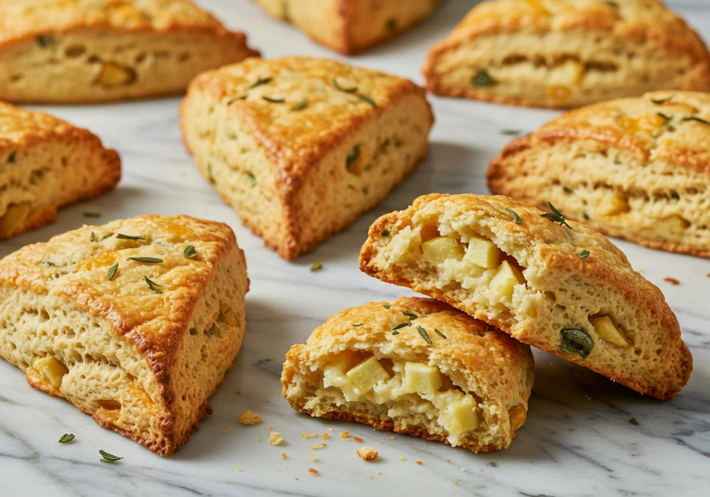 Savory apple cheddar scones with fresh thyme