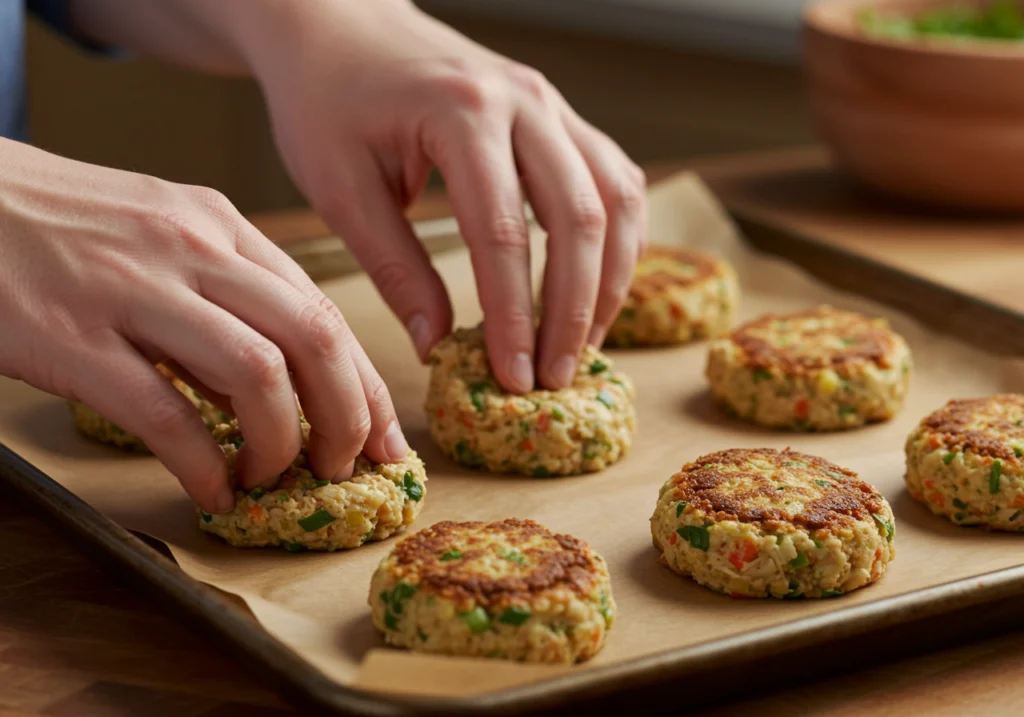 Forming crab cake patties by hand