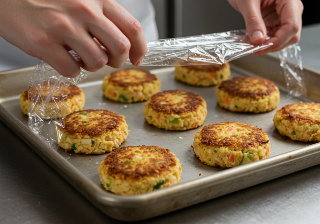 Chilling crab cakes before cooking to prevent falling apart
