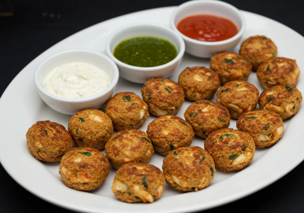 Mini crab cake appetizers for dinner party